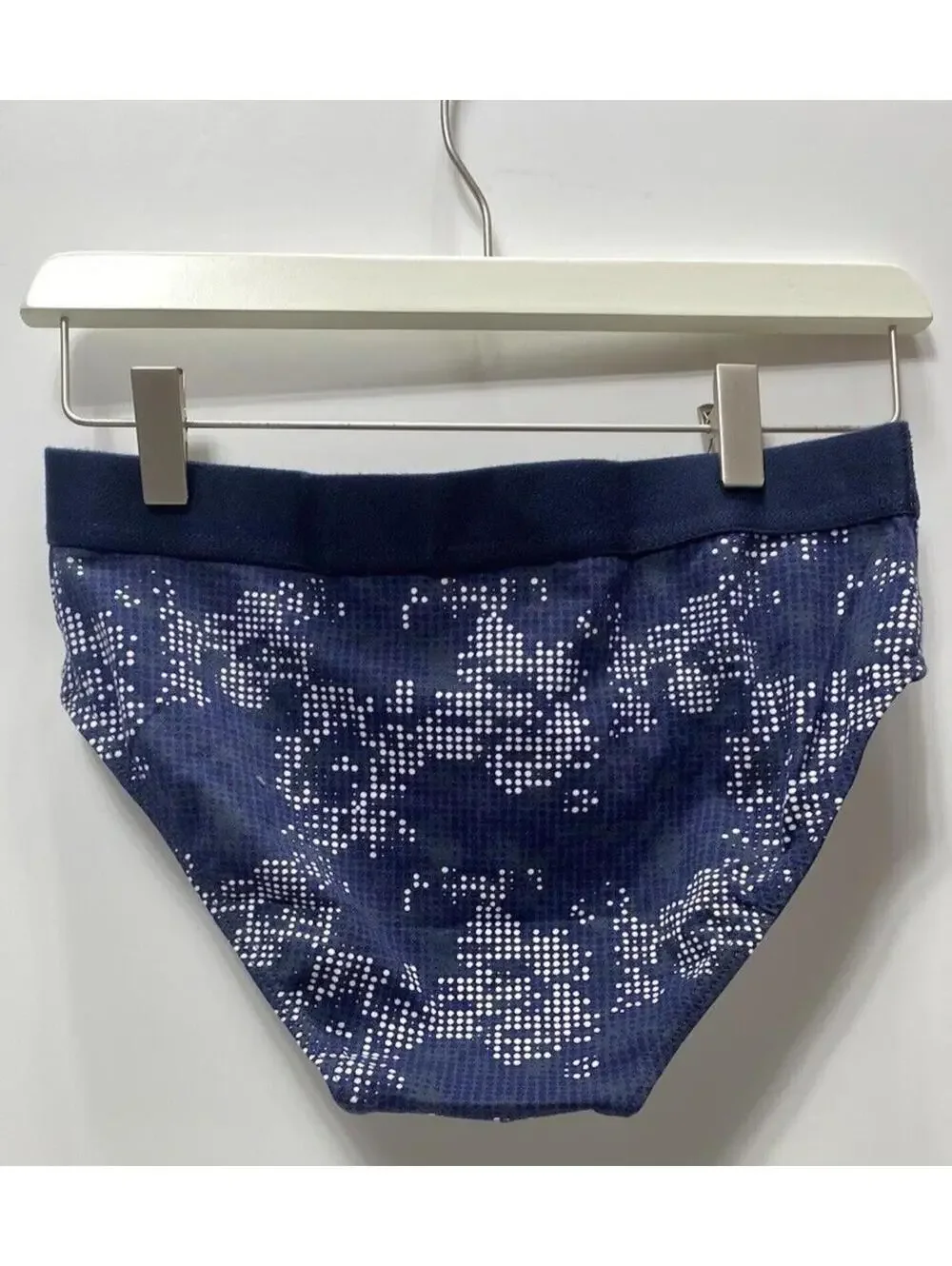 Mens Navy Blue Briefs with Elastic Waistband and White Accents Size Medium